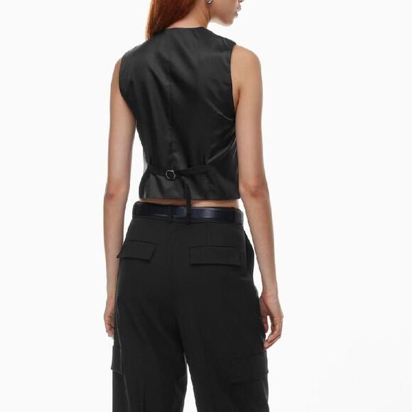 Aritzia Babaton Black City Wool Playbook Boxy Relaxed Vest Top Minimalist Small - Picture 4 of 8